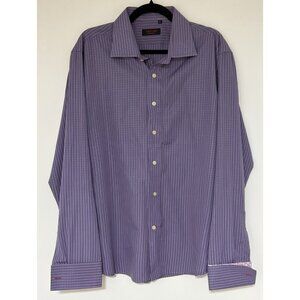 Takumi Japan Men’s XL Dress Shirt Contrast French Cuff Blue And Pink Textured